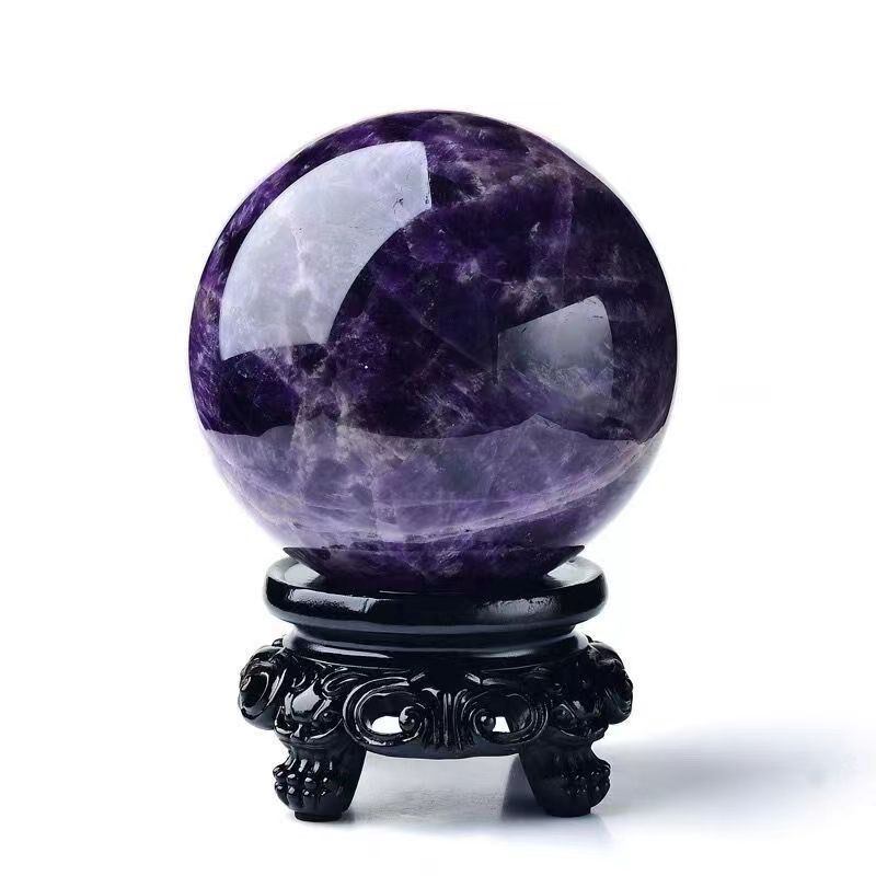 天然紫水晶球摆件梦幻紫水晶球原石打磨家居风水局办公水晶球摆件