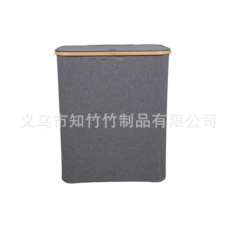 楠竹收纳洗衣篮布艺竹制折叠三个内袋跨境脏衣篓收纳大容量跨境
