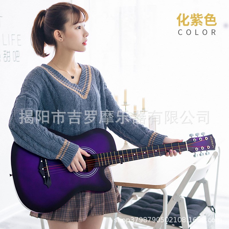 38寸10颜色木吉他新手初学练习琴厂家直销琴行学生女男吉它