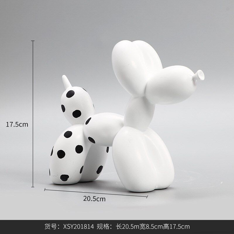 黑白斑点气球狗puppy棋盘格摆件办公桌面家居客厅样板间软装饰品