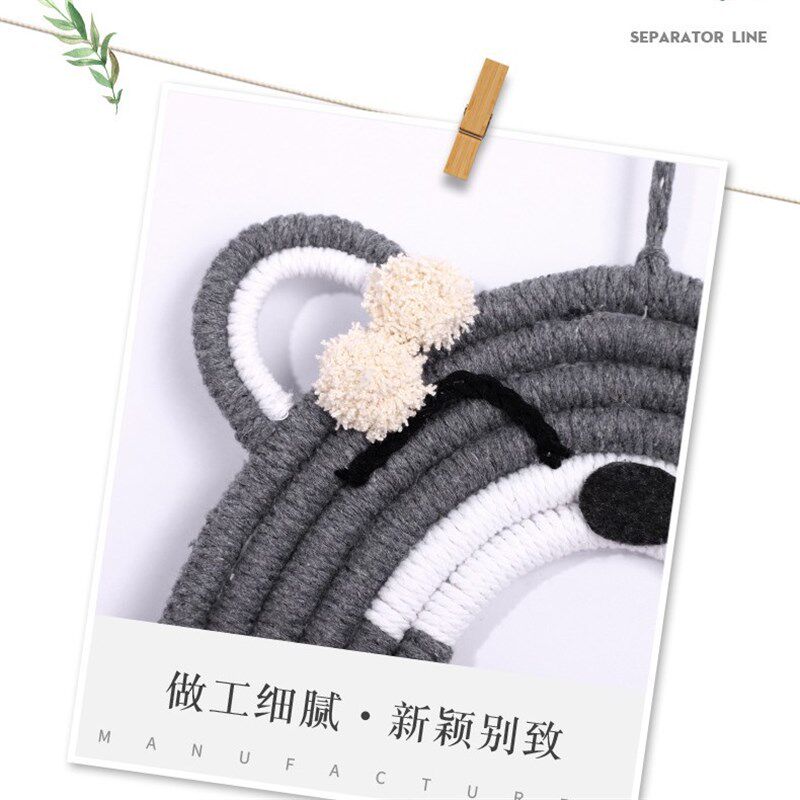 彩虹动物编织墙壁挂件北欧儿童手工编织装饰家居卧室背景