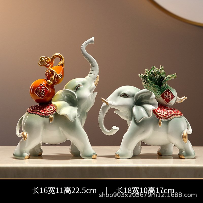 树脂工艺品大象新品创意玄关电视柜酒柜摆件客厅装饰品跨境