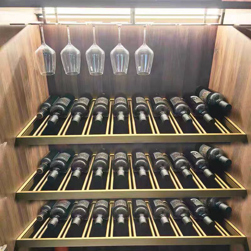 铝合金斜放红酒架酒柜层板架子带LED灯轻奢葡萄酒展示架支持定做