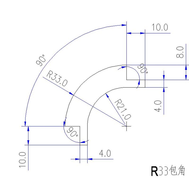 定做全铝机箱使用的全铝磨具型材 R33圆包角型材