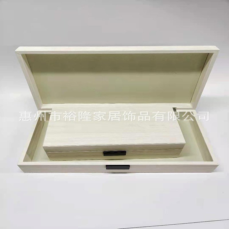 新品简约现代卧室床头柜梳妆台木质长方形宝石白色木纹收纳储物盒