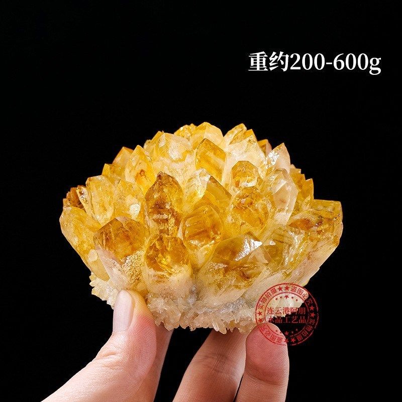 天然白水晶紫晶簇 黄水晶绿幽灵晶簇矿标家居消磁工艺品摆件