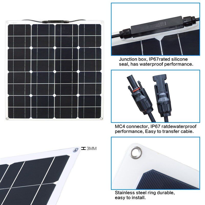 单晶硅太阳能板50W 18V太阳能光伏板户外太阳能光伏发电板