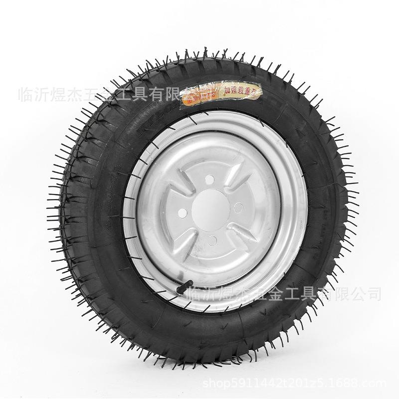 400-12马车轮子20寸充气轮胎工地手推车拖车两轮带轴双轮