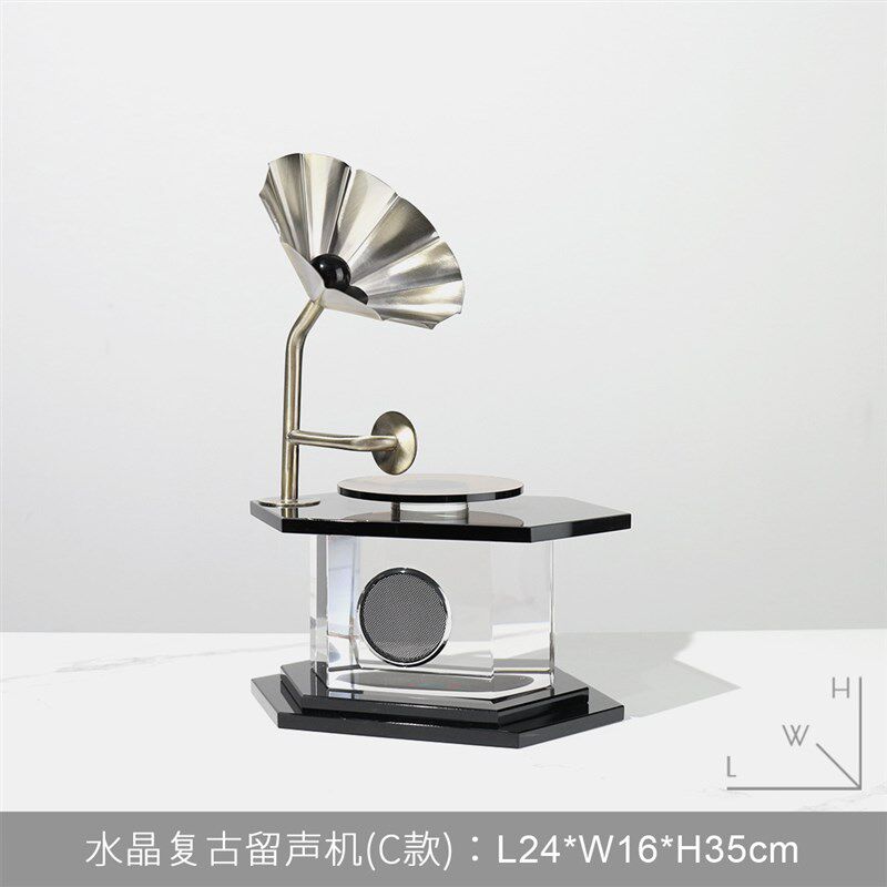 现代极简方形复古留声机桌面摆件家居客厅电视柜售楼处装饰品