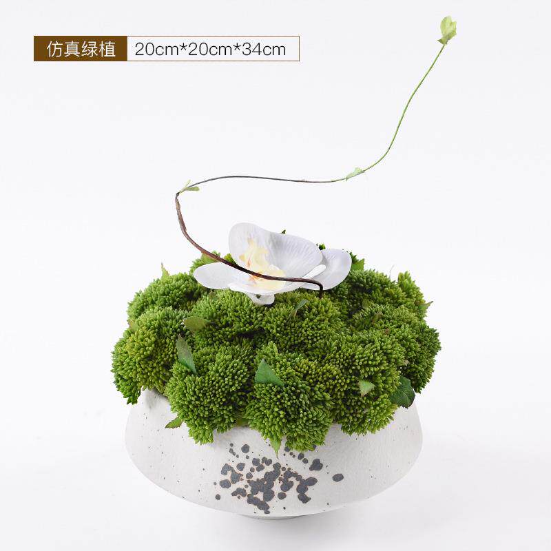 新中式仿真绿植盆景样板房飘窗客厅售楼处玄关植物盆栽摆件