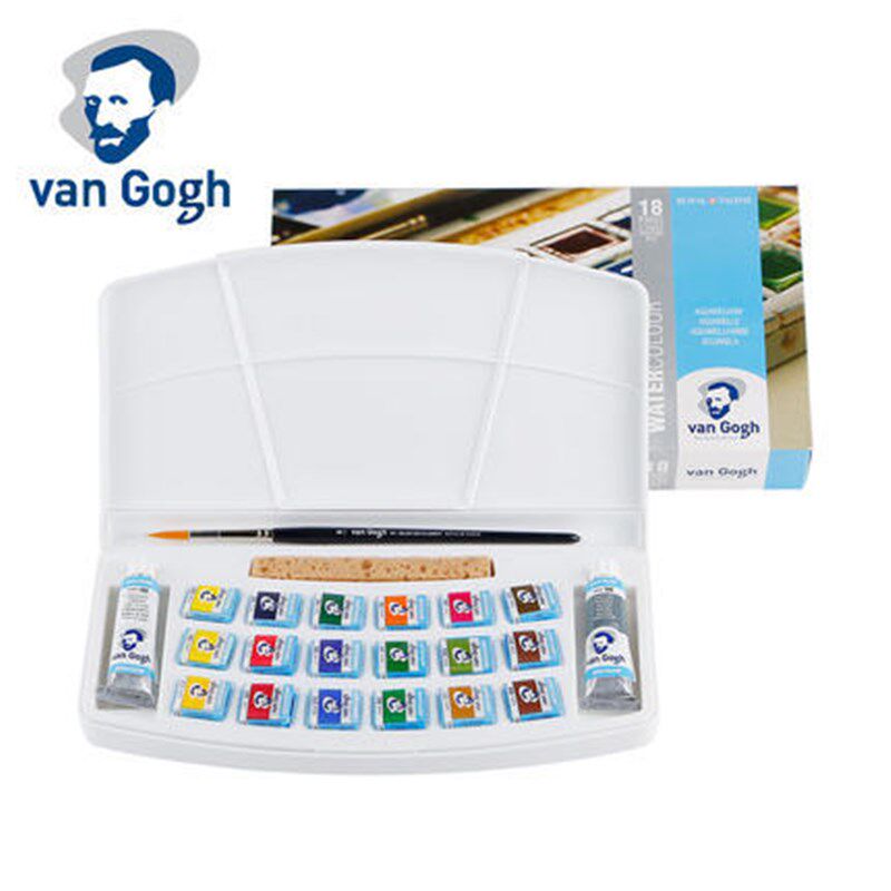 泰伦斯Van Gogh水彩凡高固体水彩12色15色18色24色36色蓝铁盒