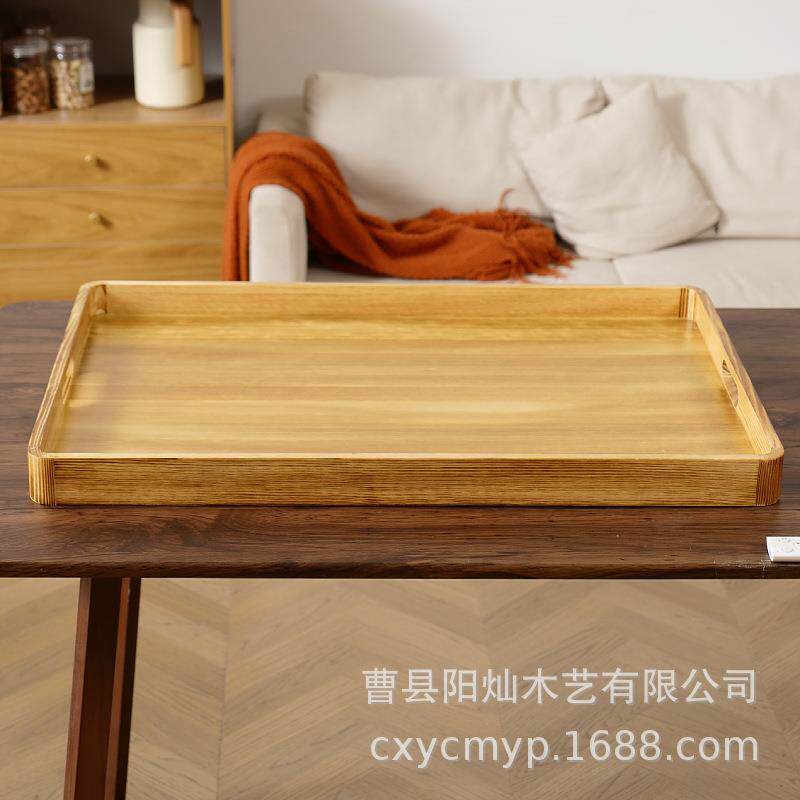 跨境实木超大号餐用托盘木质长方形茶盘木托盘可手持木制烧烤盘