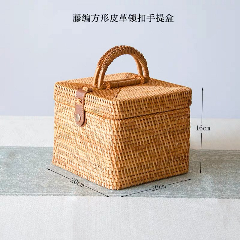 藤编茶盘创意托盘茶具箱手提箱越南秋藤手工编织