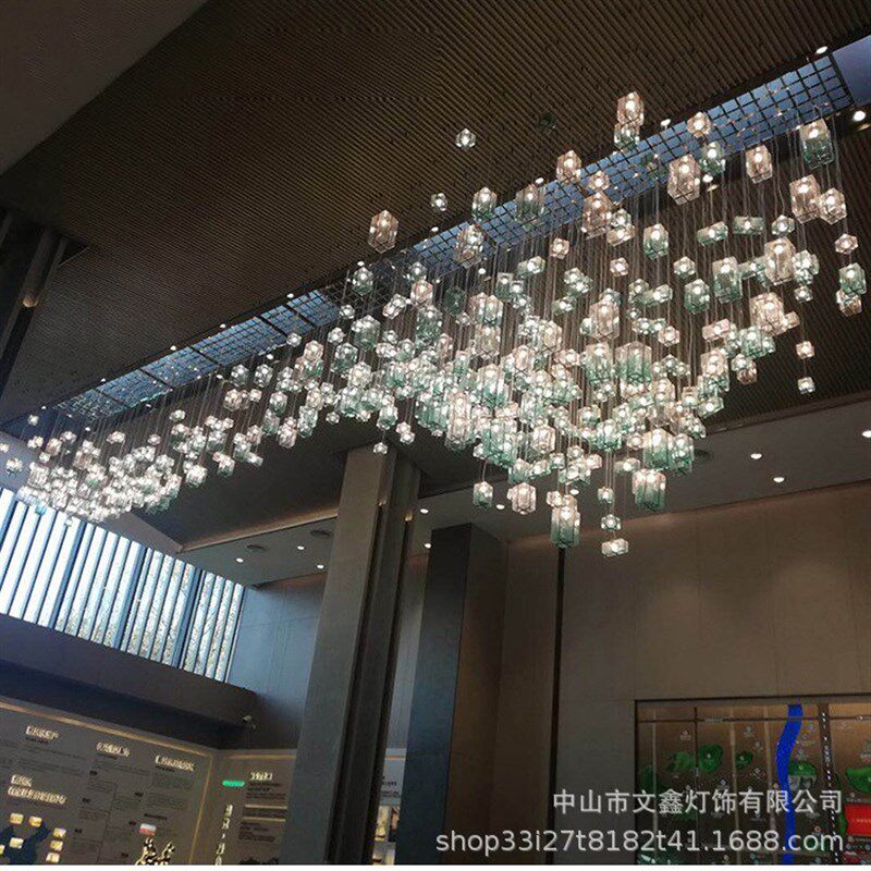 非标订制天井吊饰走廊沙盘洽谈区大堂宴会厅展厅橱窗艺术玻璃吊灯图片