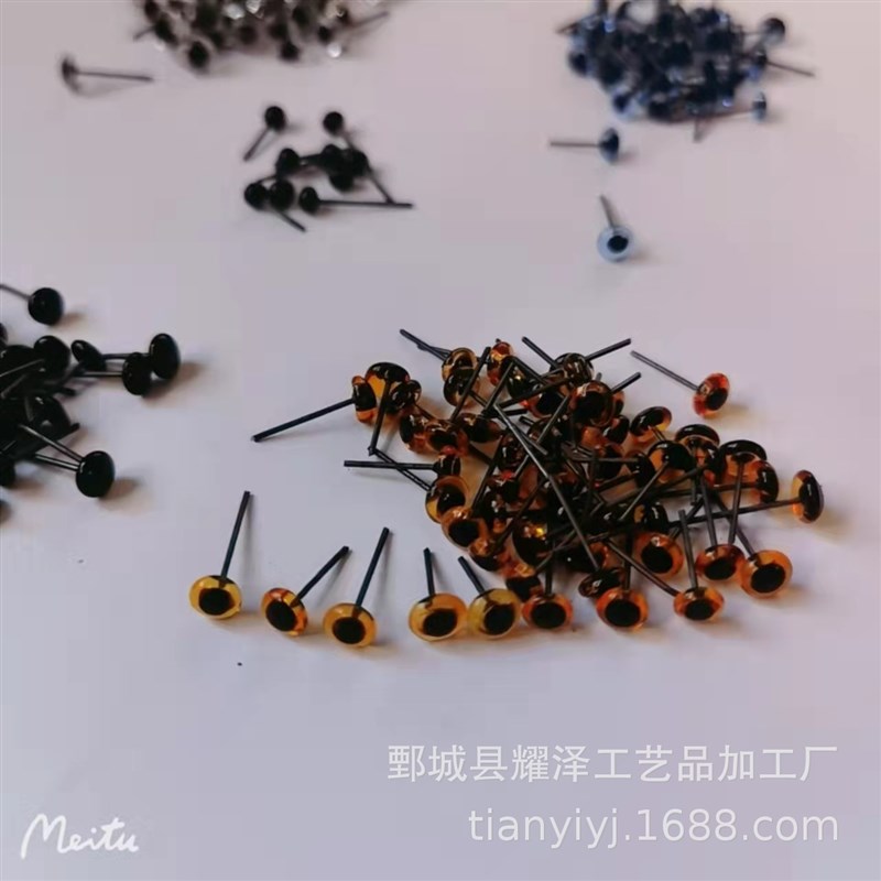 玻璃仿真眼睛厂家大量动物玩具用扁黑色眼睛珠义眼眼球