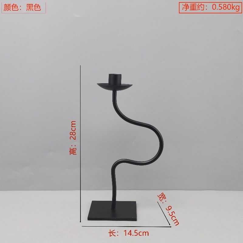 现代简约几何铁艺线条烛台桌面摆件客厅卧室餐厅电视柜家居装饰品