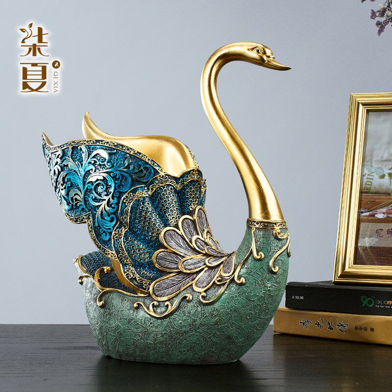 欧式天鹅红酒架摆件创意家居软酒柜装饰品软装配饰树脂工艺品