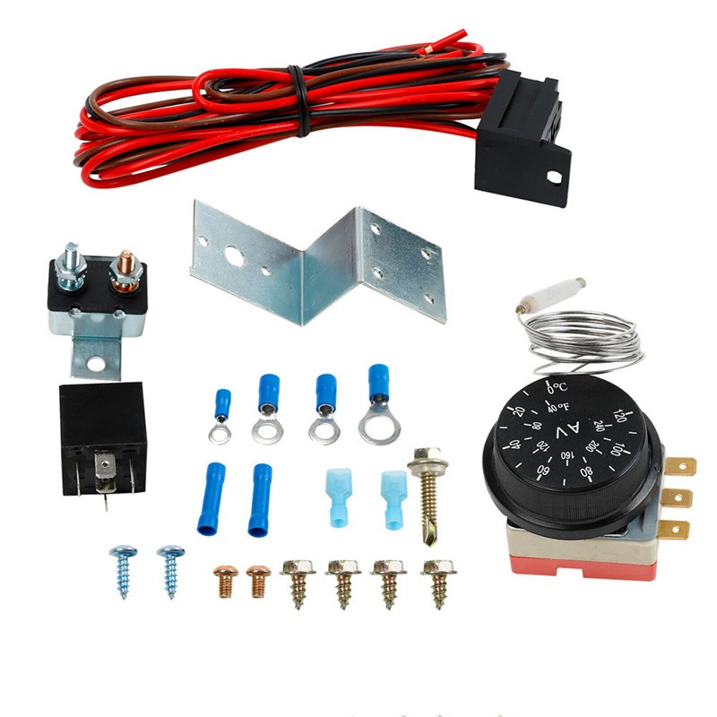 可调式电动12V Radiator 风扇散热控制继电器线套件 60A汽车线束