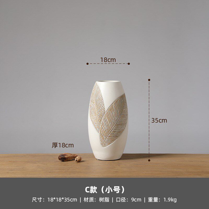 中式复古树脂落地大花瓶摆件轻奢高档现代客厅插花电视柜旁装饰品