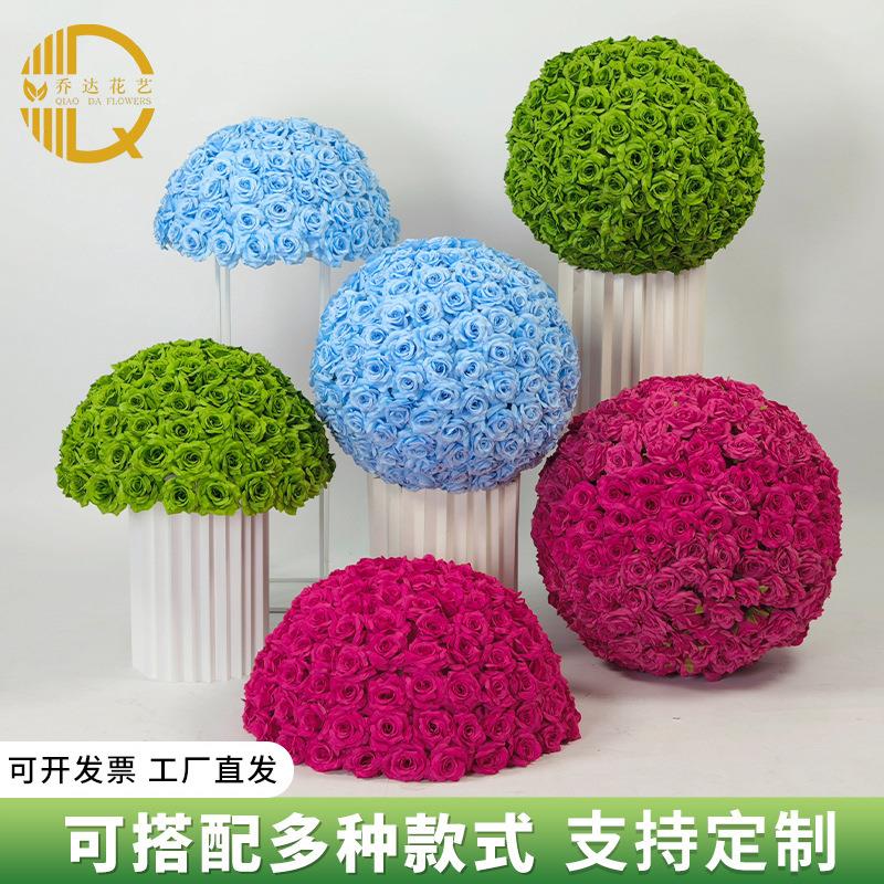 玫瑰花球韩式婚礼圆形仿真花球婚庆背景装饰悬挂泡沫悬挂厂家直销