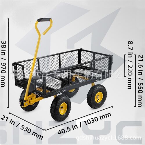 花园拉货四轮网车 搬运车手推工具车 运货车牵引平板拖车TC1840