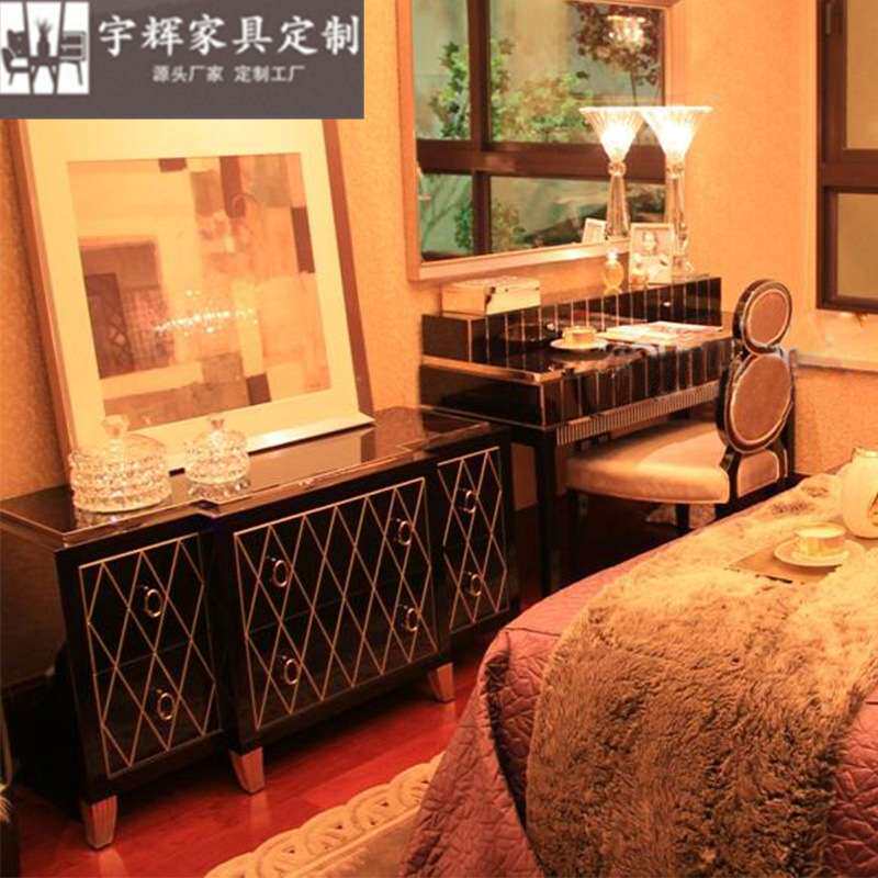 新古典后现代卧室家具 实木雕刻烤漆储物柜 样板间电视柜