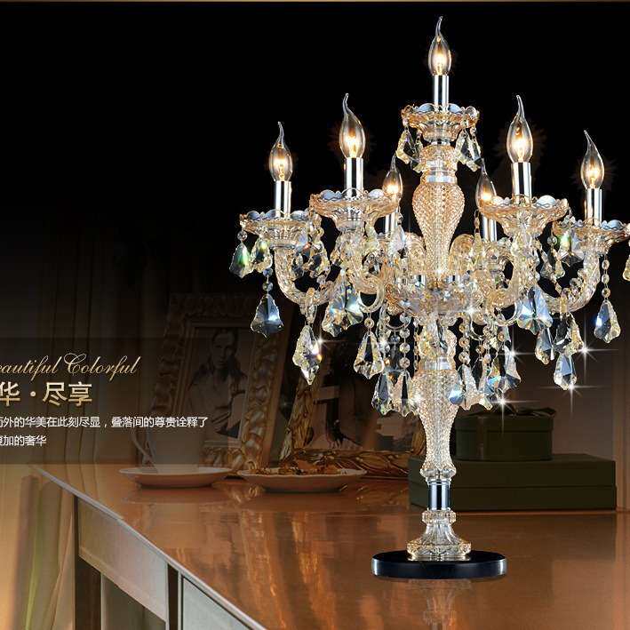 欧式水晶台灯简约家用卧室床头台灯浪漫温馨婚房书房酒店装饰台灯