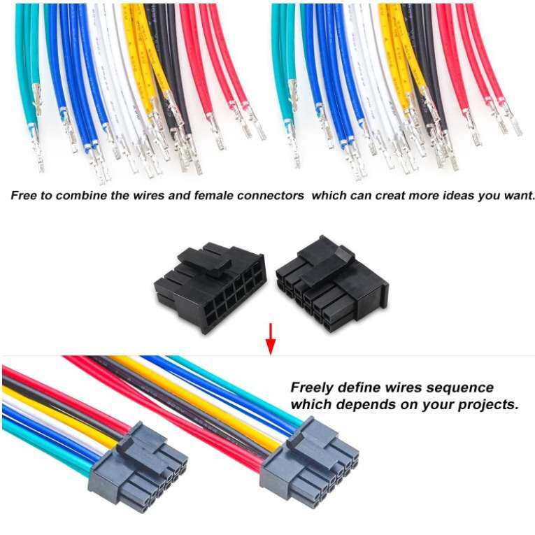 3.0MM连接器22AWG预压接电缆兼容Molex3.0双排2*123456针公母外壳