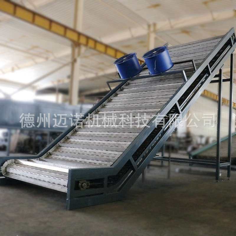 工业风扇降温冷却提升设备 金属五金塑料链板斜坡输送机源头厂家