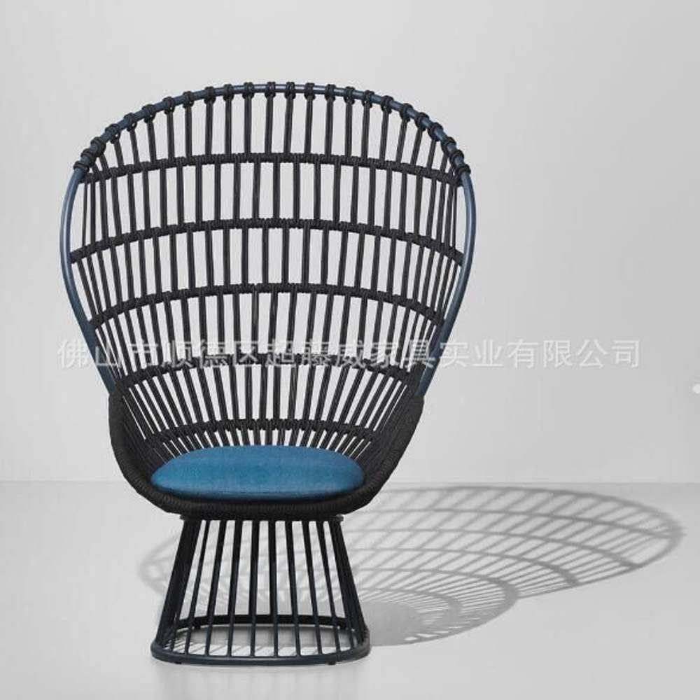 户外藤编沙发镂空高背椅北欧藤艺沙发户外庭院别墅休闲藤编坐椅
