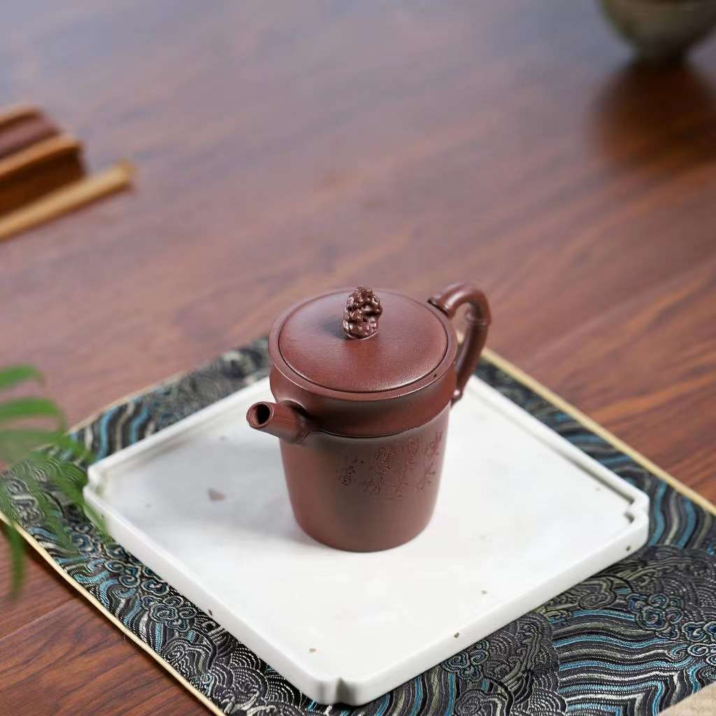 正宗宜兴紫砂壶原矿陈腐紫泥太湖石喫茶小品竹段壶一人功夫泡茶壶