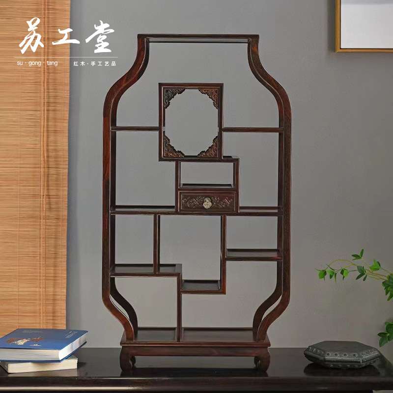 大红酸枝酒瓶款博古架多宝阁家用室内展示架置物工艺品摆件装饰架