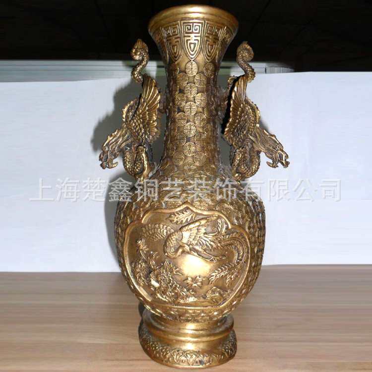 销售铜工艺品摆件花瓶摆件工艺品家居办公仿古金属客厅插花创意