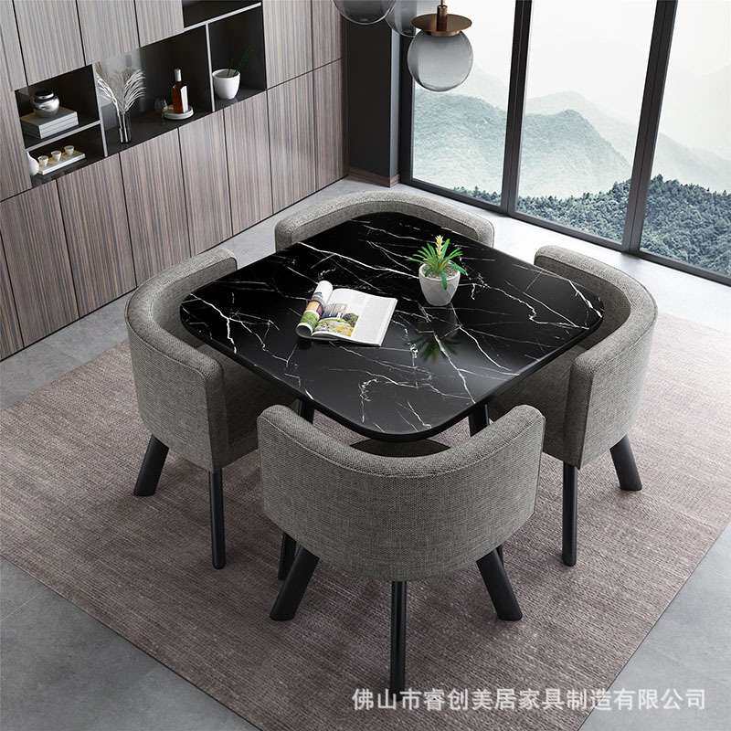 奶茶店桌椅北欧小户型圆形客厅阳台餐桌椅组合办公接待洽谈咖啡桌