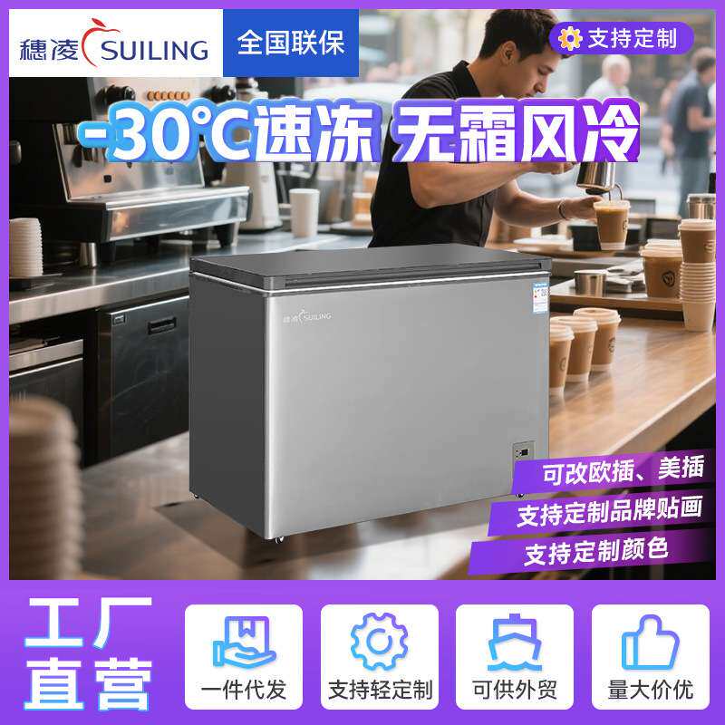 穗凌现货冰柜商用冷冻柜无霜风冷可冷冻冷藏冰箱小型卧式商用冷柜