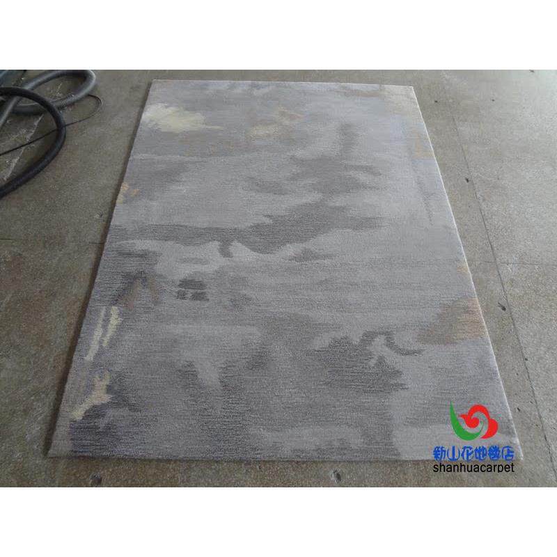 新中式绿色抽象水墨画样板房客厅茶几沙发地毯大厅接待室贵宾室