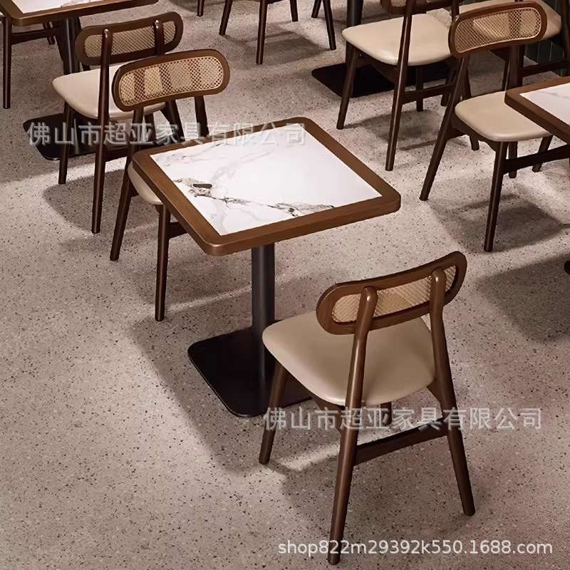 美式咖啡厅桌椅组合东南亚面馆茶楼西餐厅火锅烤肉店实木卡座沙发