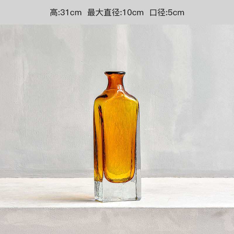 碧轩美式彩色透明花瓶水培玻璃插花器客厅桌面干花创意田园摆件