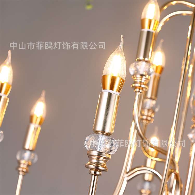 新款欧式婚礼铁艺电镀水晶灯水晶珠帘吊灯酒店婚礼堂装饰灯