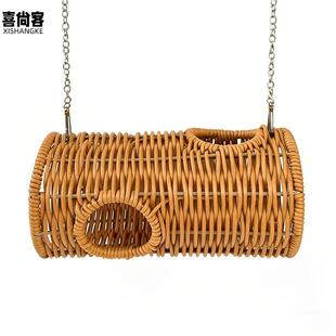 鹦鹉躲避玩具睡觉通道隧道解闷攀爬草编藤编鹦鹉躲避屋释放天性
