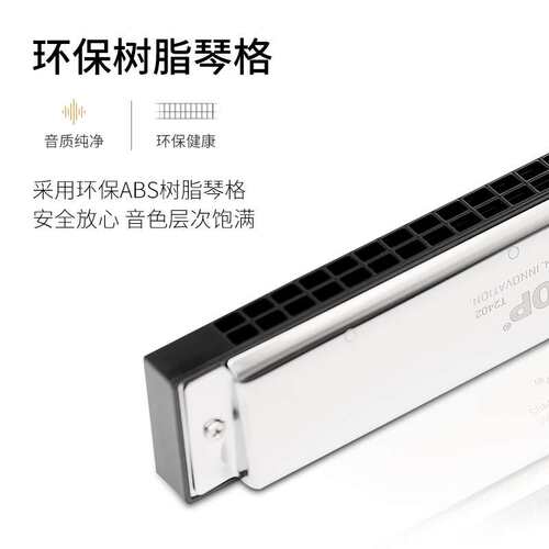东方鼎EASTTOP 24孔复音口琴嵌入式蓝色皮盒T2402升级款C#ADEGF调