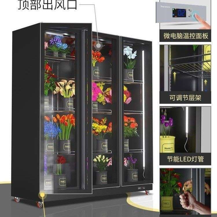 鲜花展示柜商用大容量风冷冰箱冷藏柜蛋糕水果饮料柜三门展示柜