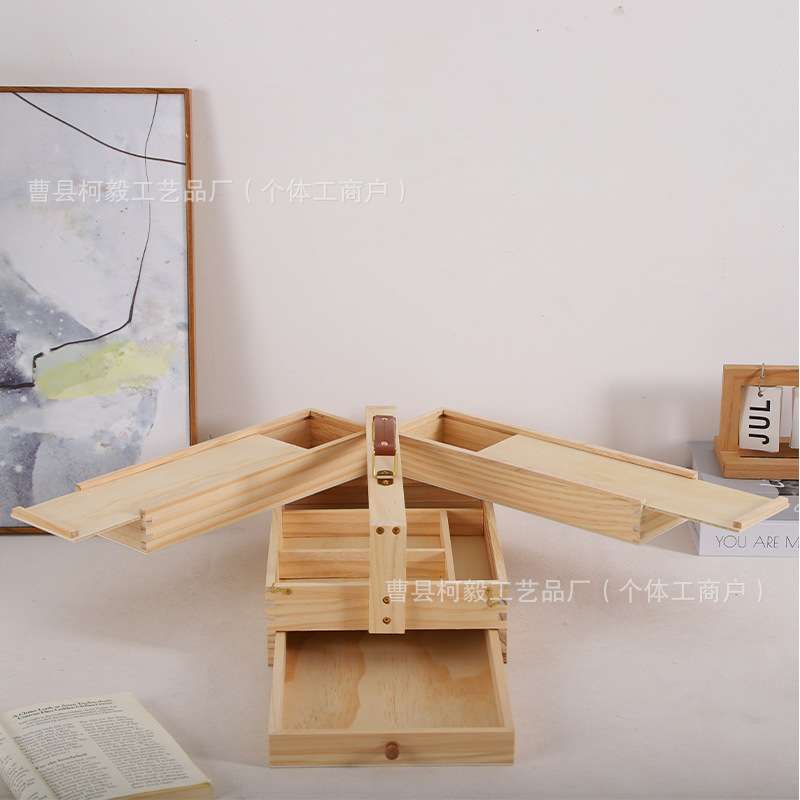 现货三层画箱手提画箱油画工具箱收纳箱可折叠便携式收纳盒子