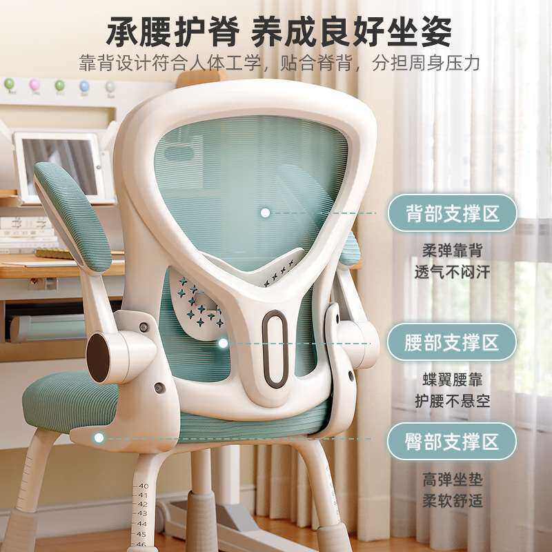儿童学习椅可升降座椅家用稳固支撑书桌椅子小学生乳胶座垫写字椅