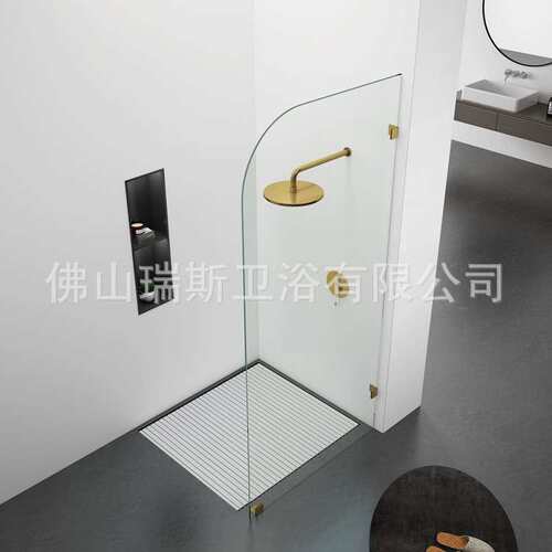 浴室步入式半隔断 304不锈钢钢化玻璃倒角隔断墙夹walk in shower