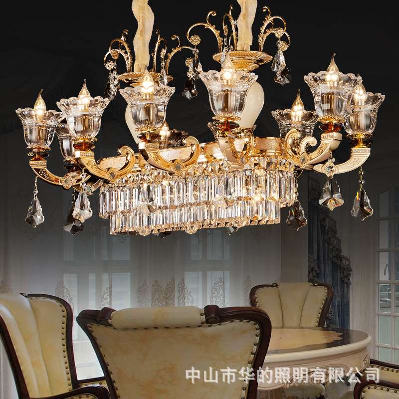 欧式高档奢华客厅餐厅水晶全铜吊灯别墅酒店卧室房间法式铜灯灯具