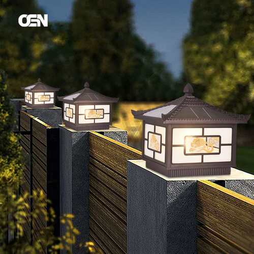 户外太阳能LED围墙灯花园别墅大门照明灯室外防水全铝围墙柱头灯