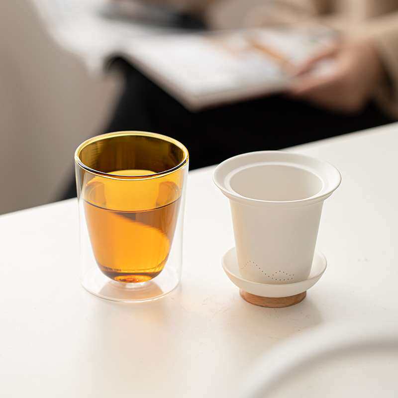 沐悦陶瓷杯个人喝茶杯马克杯简易户外便携旅行茶具专用功夫泡茶杯