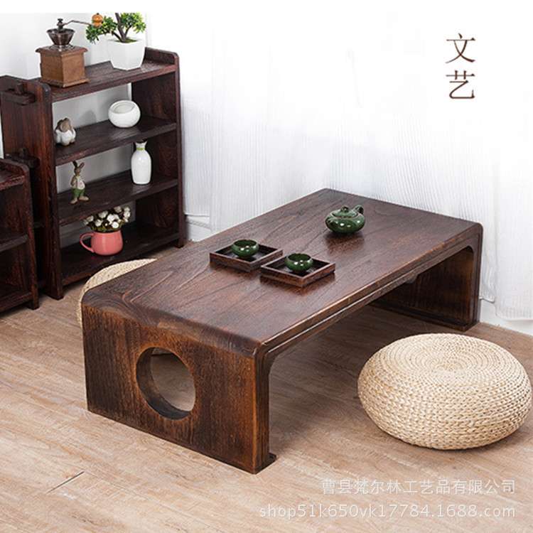 简约日式木质烧桐飘窗琴桌阳台茶几小矮桌地台桌榻榻米小桌