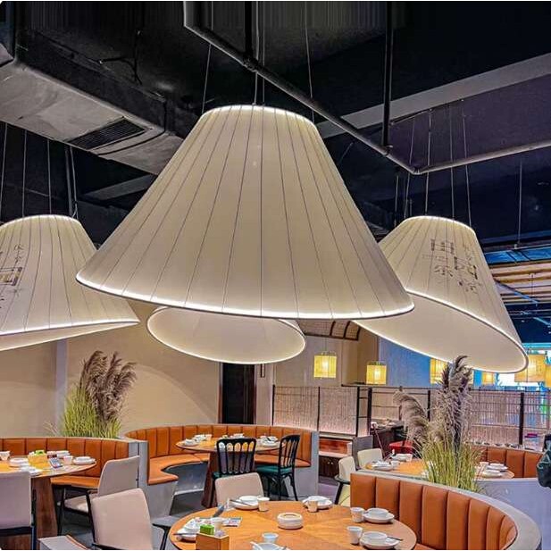 酒店宴会厅吊灯中式咖啡馆餐桌布艺灯设计师刷肉火锅店工程圆形灯